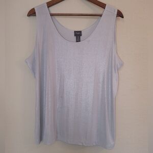Travelers By Chicos Tank Top Womens XL Silver Metallic Shimmer Sparkle (Flaw)